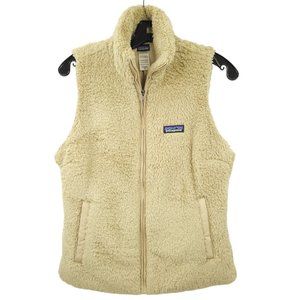 Patagonia Los Gatos Vest Womens Size M High Pile Fleece Full Zip Khaki 25215